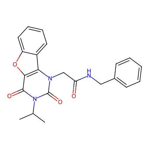 N-benzyl-2-(2,4-dioxo-3-propan-2-yl-[1]benzofuro[3,2-d]pyrimidin-1-yl)acetamide structure