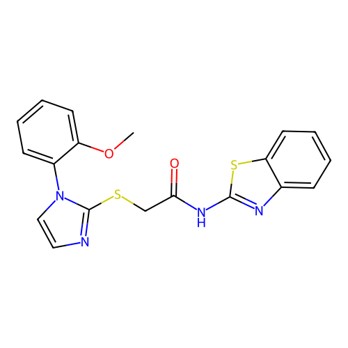 N-(1,3-benzothiazol-2-yl)-2-[1-(2-methoxyphenyl)imidazol-2-yl]sulfanylacetamide structure