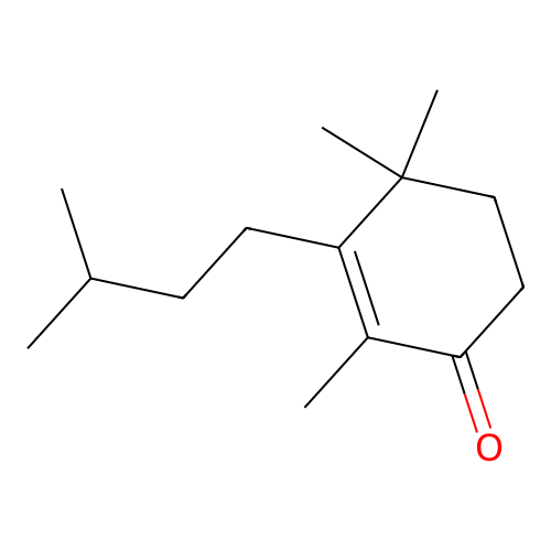 2,4,4-Trimethyl-3-(3-methylbutyl)cyclohex-2-enone structure