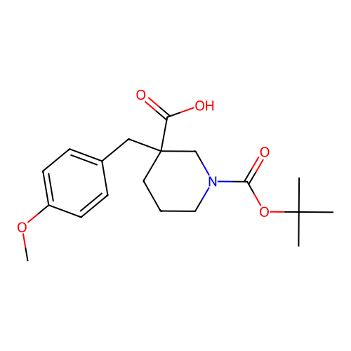 1-[(Tert-butyl)oxycarbonyl]-3-(4-methoxybenzyl)piperidine-3-carboxylic acid structure