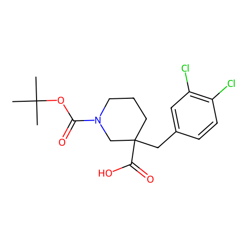 1-[(Tert-butyl)oxycarbonyl]-3-(3,4-dichlorobenzyl)piperidine-3-carboxylic acid structure