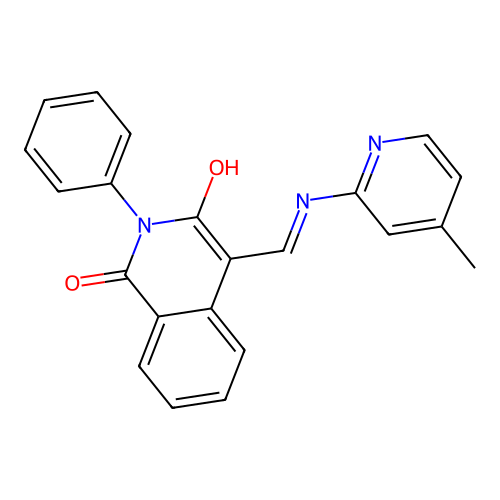 (E)-4-(((4-methylpyridin-2-yl)amino)methylene)-2-phenylisoquinoline-1,3(2H,4H)-dione structure