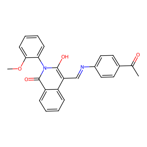 (E)-4-(((4-acetylphenyl)amino)methylene)-2-(2-methoxyphenyl)isoquinoline-1,3(2H,4H)-dione structure