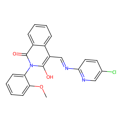 4-[[(5-chloropyridin-2-yl)amino]methylidene]-2-(2-methoxyphenyl)isoquinoline-1,3-dione structure