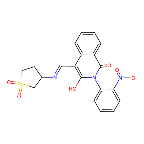 4-[[(1,1-dioxothiolan-3-yl)amino]methylidene]-2-(2-nitrophenyl)isoquinoline-1,3-dione structure