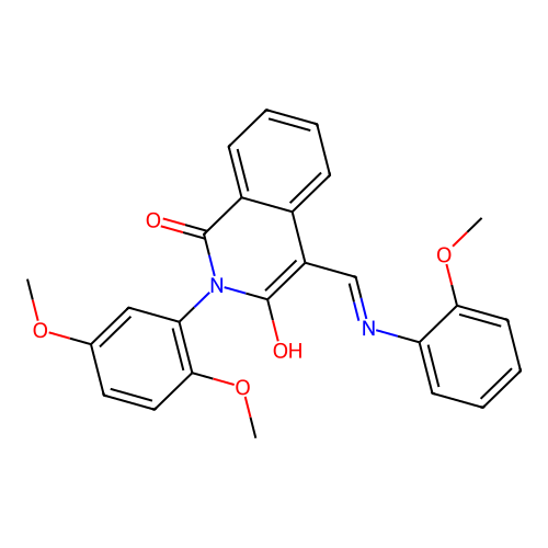 (E)-2-(2,5-dimethoxyphenyl)-4-(((2-methoxyphenyl)amino)methylene)isoquinoline-1,3(2H,4H)-dione structure