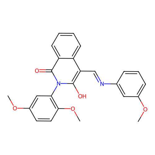 (4E)-2-(2,5-dimethoxyphenyl)-4-[(3-methoxyanilino)methylidene]isoquinoline-1,3-dione structure