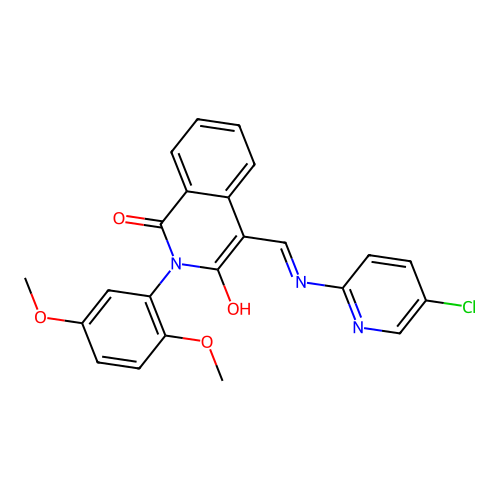 4-[[(5-chloropyridin-2-yl)amino]methylidene]-2-(2,5-dimethoxyphenyl)isoquinoline-1,3-dione structure