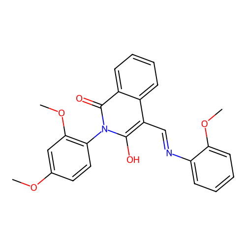 (E)-2-(2,4-dimethoxyphenyl)-4-(((2-methoxyphenyl)amino)methylene)isoquinoline-1,3(2H,4H)-dione structure