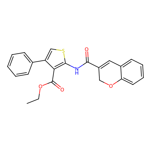 ethyl 2-(2H-chromene-3-carbonylamino)-4-phenylthiophene-3-carboxylate structure