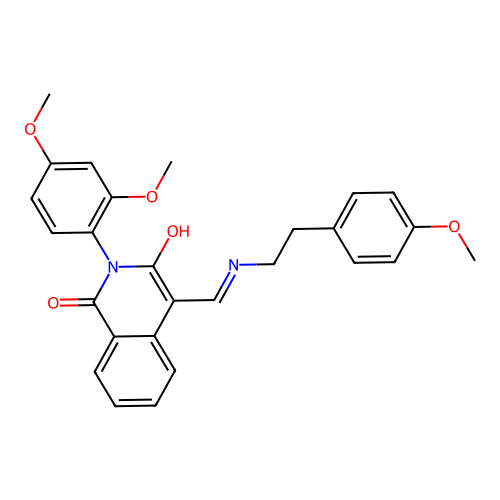 2-(2,4-dimethoxyphenyl)-4-[[2-(4-methoxyphenyl)ethylamino]methylidene]isoquinoline-1,3-dione structure