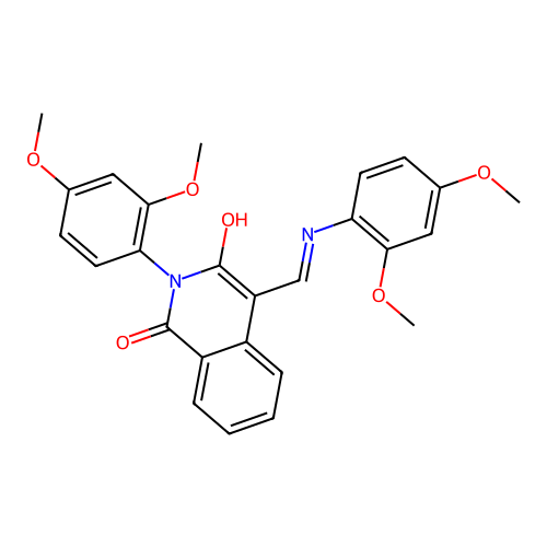 (E)-2-(2,4-dimethoxyphenyl)-4-(((2,4-dimethoxyphenyl)amino)methylene)isoquinoline-1,3(2H,4H)-dione structure