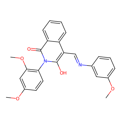 (E)-2-(2,4-dimethoxyphenyl)-4-(((3-methoxyphenyl)amino)methylene)isoquinoline-1,3(2H,4H)-dione structure