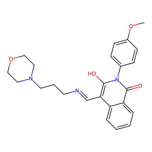 2-(4-methoxyphenyl)-4-[(3-morpholin-4-ylpropylamino)methylidene]isoquinoline-1,3-dione structure
