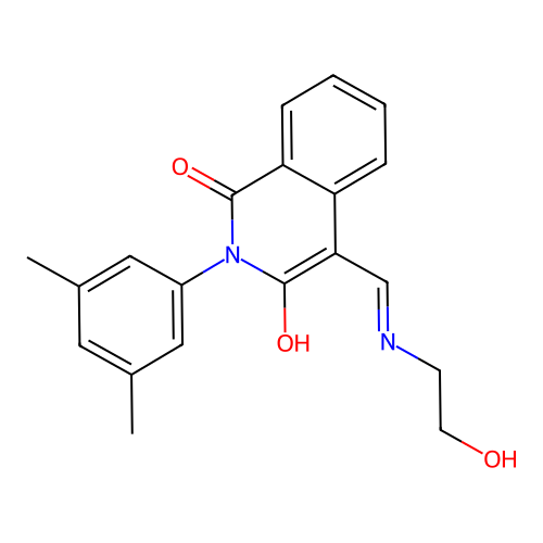 2-(3,5-dimethylphenyl)-4-[(2-hydroxyethylamino)methylidene]isoquinoline-1,3-dione structure