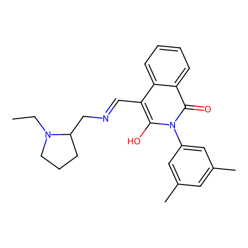 2-(3,5-dimethylphenyl)-4-[[(1-ethylpyrrolidin-2-yl)methylamino]methylidene]isoquinoline-1,3-dione structure
