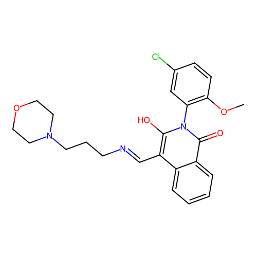 (4E)-2-(5-chloro-2-methoxyphenyl)-4-[(3-morpholin-4-ylpropylamino)methylidene]isoquinoline-1,3-dione structure