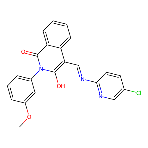 4-[[(5-chloropyridin-2-yl)amino]methylidene]-2-(3-methoxyphenyl)isoquinoline-1,3-dione structure