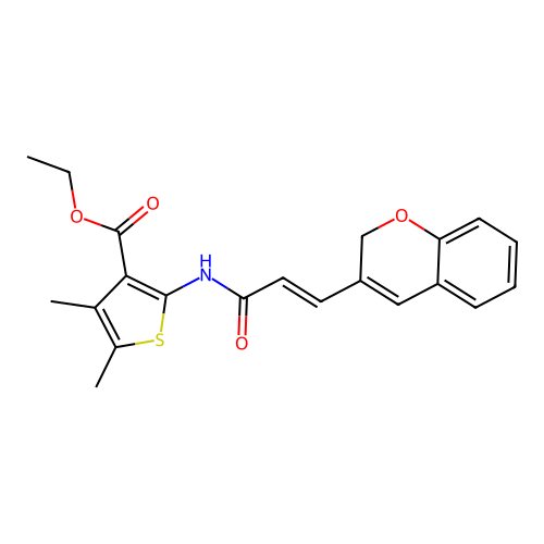 (E)-ethyl 2-(3-(2H-chromen-3-yl)acrylamido)-4,5-dimethylthiophene-3-carboxylate structure