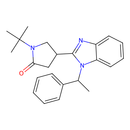 1-(tert-butyl)-4-(1-(1-phenylethyl)-1H-benzo[d]imidazol-2-yl)pyrrolidin-2-one structure