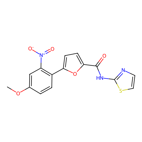 5-(4-methoxy-2-nitrophenyl)-N-(1,3-thiazol-2-yl)furan-2-carboxamide structure