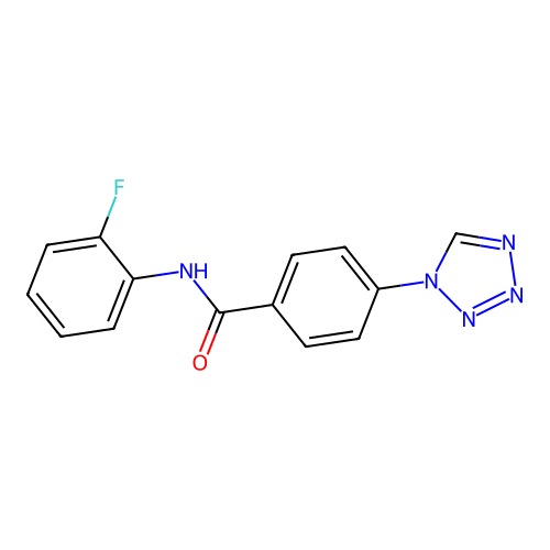 N-(2-fluorophenyl)-4-(1H-tetrazol-1-yl)benzamide structure