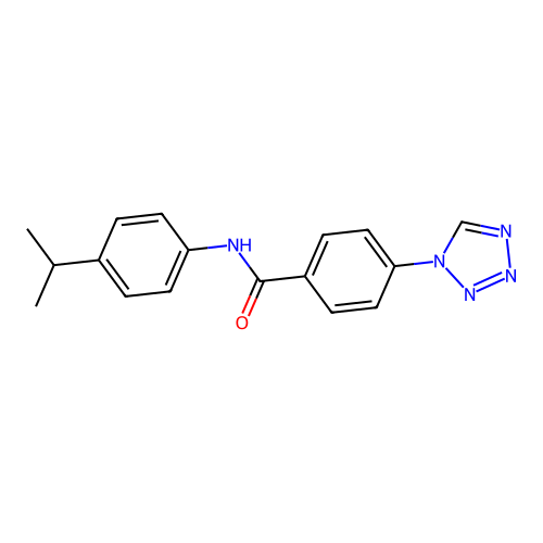 N-(4-propan-2-ylphenyl)-4-(tetrazol-1-yl)benzamide structure