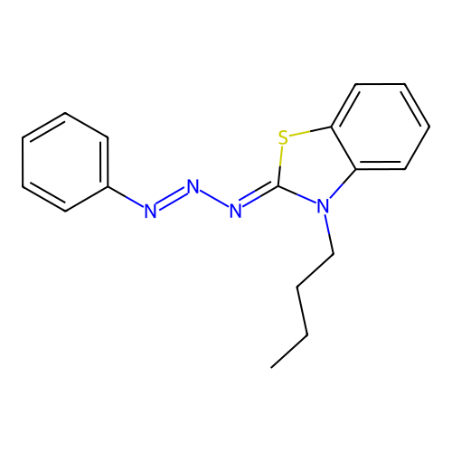 Benzothiazole, 3-butyl-2,3-dihydro-2-(3-phenyl-2-triazenylidene)- structure
