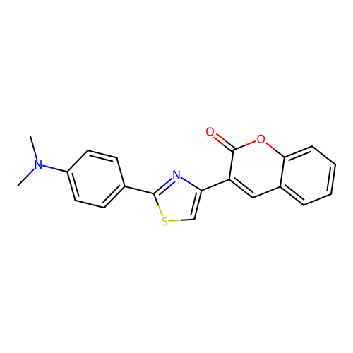 2H-1-Benzopyran-2-one, 3-[2-[4-(dimethylamino)phenyl]-4-thiazolyl]- structure
