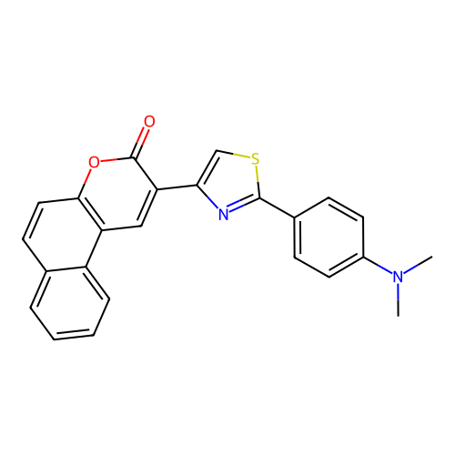 2-[2-(4-Dimethylaminophenyl)thiazol-4-yl]benzo[f]chromen-3-one structure