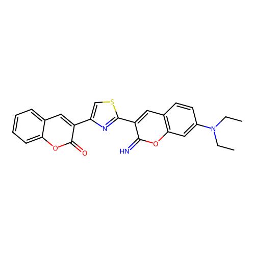 3-{2-[7-(diethylamino)-2-imino-2H-chromen-3-yl]-1,3-thiazol-4-yl}-2H-chromen-2-one structure