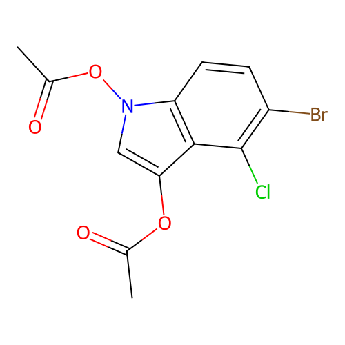 5-bromo-4-chloro-1H-indole-1,3-diyl diacetate structure
