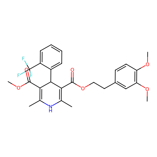 5-(3',4'-Dimethoxyphenylethyl)ethyl 3-Methyl-1,4-Dihydro-2,6-dimethyl-4-(2'-trifluoromethyl)phenyl-pyridine-3,5'-dicarboxylate structure