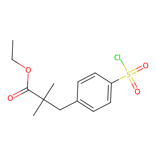 Ethyl 2,2-dimethyl-3-(4-chlorosulfonylphenyl)propionate structure