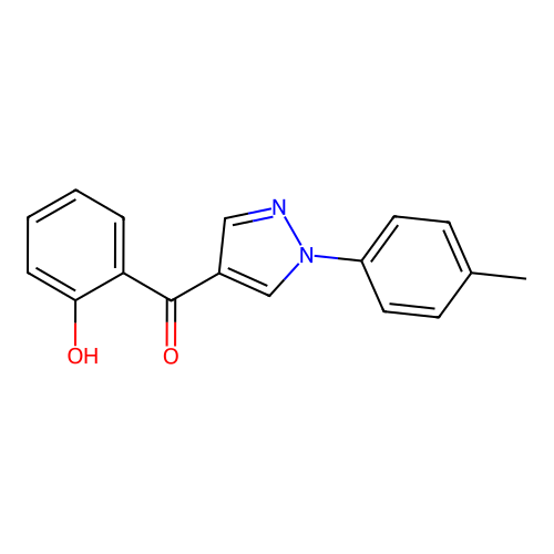 (2-hydroxyphenyl)[1-(4-methylphenyl)-1H-pyrazol-4-yl]methanone structure