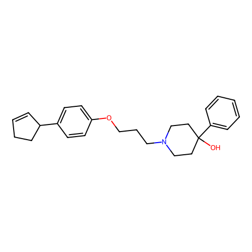 4-Piperidinol, 1-(3-(4-(2-cyclopenten-1-yl)phenoxy)propyl)-4-phenyl- structure