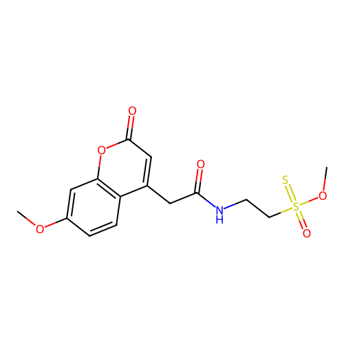 2-(7-methoxy-2-oxochromen-4-yl)-N-(2-methoxysulfonothioylethyl)acetamide structure