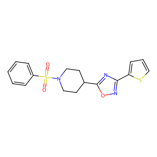 1-(Phenylsulphonyl)-4-[3-(thien-2-YL)-1,2,4-oxadiazol-5-YL]piperidine structure