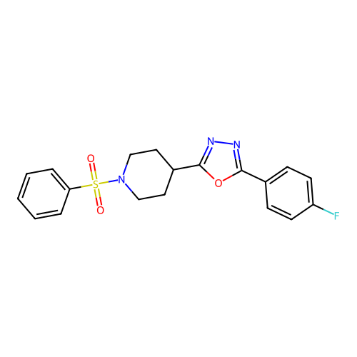 2-(4-Fluorophenyl)-5-(1-(phenylsulfonyl)piperidin-4-yl)-1,3,4-oxadiazole structure