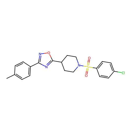 5-(1-((4-Chlorophenyl)sulfonyl)piperidin-4-yl)-3-(p-tolyl)-1,2,4-oxadiazole structure
