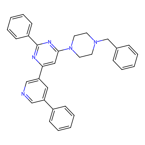 4-(4-Benzylpiperazin-1-yl)-2-phenyl-6-(5-phenylpyridin-3-yl)pyrimidine structure