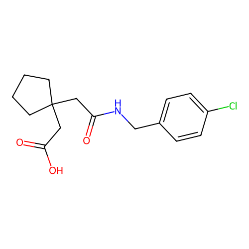 1-[2-[[(4-Chlorophenyl)methyl]amino]-2-oxoethyl]cyclopentaneacetic acid structure