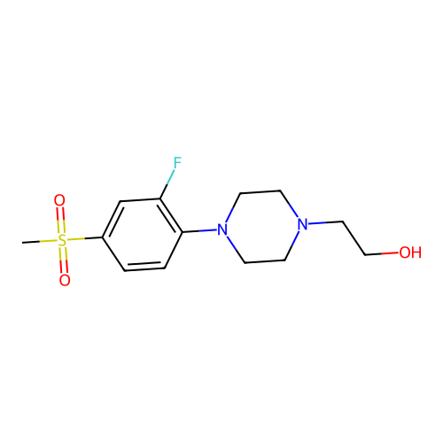 1-[2-Fluoro-4-(methylsulphonyl)phenyl]-4-(2-hydroxyethyl)piperazine structure