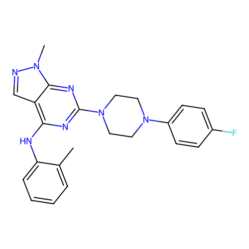 6-[4-(4-fluorophenyl)piperazin-1-yl]-1-methyl-N-(2-methylphenyl)-1H-pyrazolo[3,4-d]pyrimidin-4-amine structure