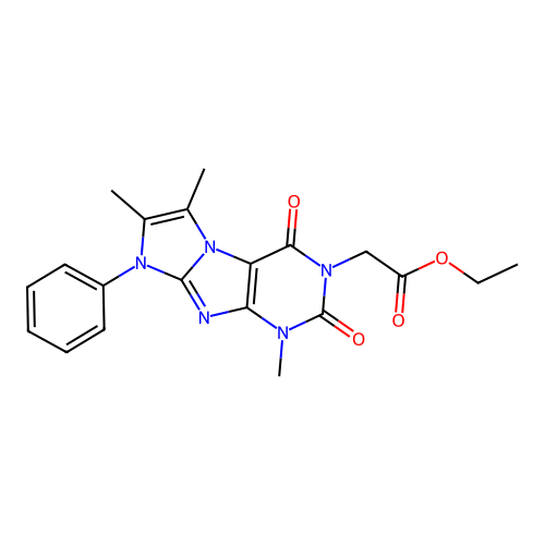Ethyl 2-(4,7,8-trimethyl-1,3-dioxo-6-phenylpurino[7,8-a]imidazol-2-yl)acetate structure