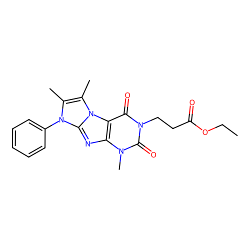 Ethyl 3-(4,7,8-trimethyl-1,3-dioxo-6-phenylpurino[7,8-a]imidazol-2-yl)propanoate structure