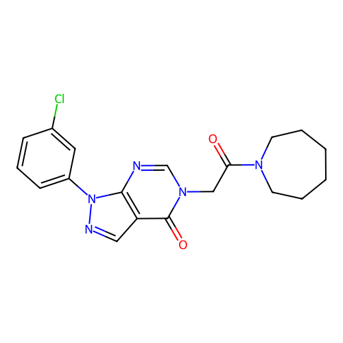 5-[2-(Azepan-1-yl)-2-oxoethyl]-1-(3-chlorophenyl)pyrazolo[3,4-d]pyrimidin-4-one structure