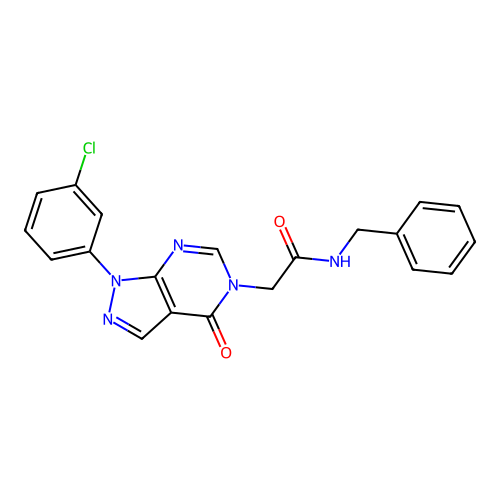 N-benzyl-2-[1-(3-chlorophenyl)-4-oxopyrazolo[3,4-d]pyrimidin-5-yl]acetamide structure