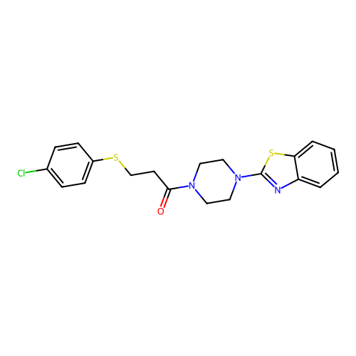 1-[4-(1,3-benzothiazol-2-yl)piperazin-1-yl]-3-[(4-chlorophenyl)sulfanyl]propan-1-one structure