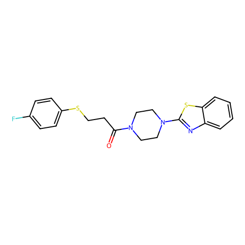 1-[4-(1,3-benzothiazol-2-yl)piperazin-1-yl]-3-[(4-fluorophenyl)sulfanyl]propan-1-one structure